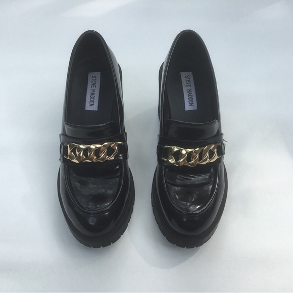 Steve Madden Black and Gold Platform Lug Sole Oxfords Mary Janes thick chunky - Picture 2 of 8